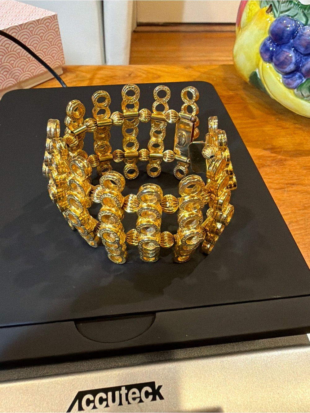 Gold-Tone Stretch Link Bracelet for Women